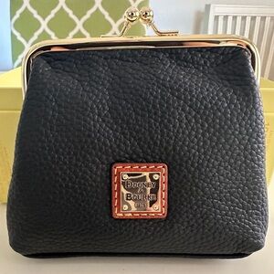 Dooney & Bourke black Pebble Grain Leather Large Frame Purse Wallet
